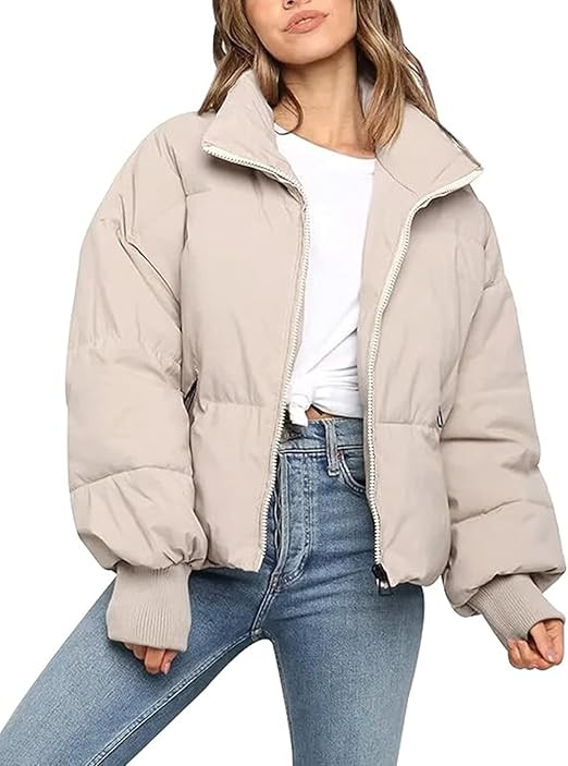 Yimoon Women's Winter Cropped Puffer Jacket Crop Warm Quilted Jacket Short Padded Outerwear Coats | Amazon (US)