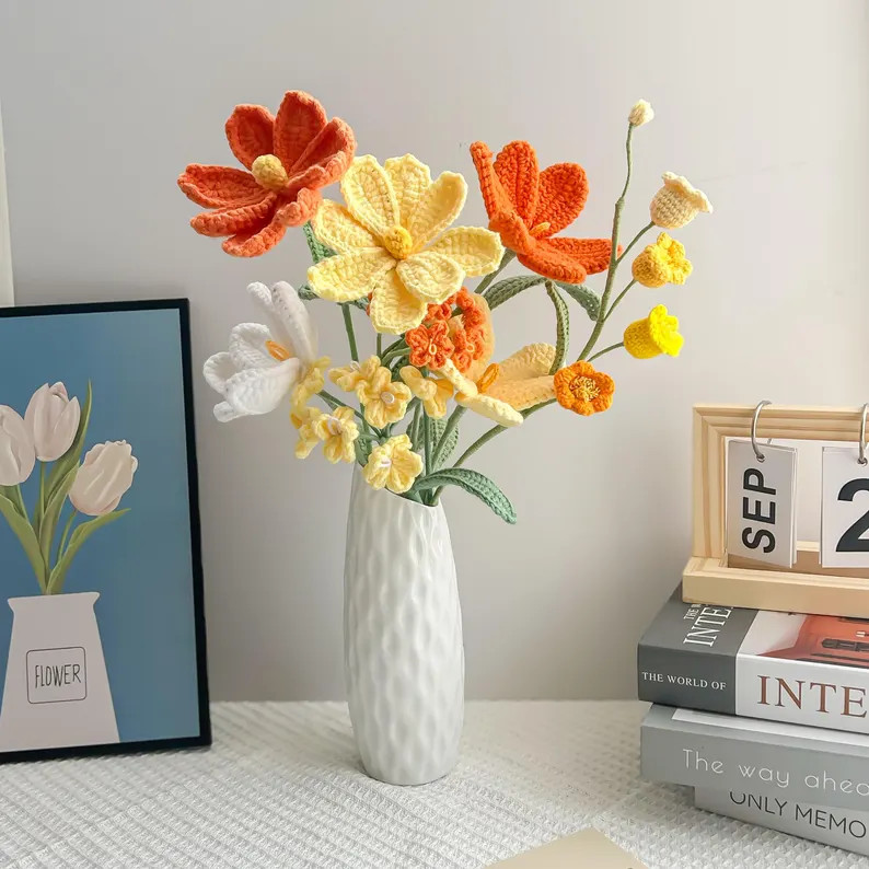 Crochet Sunflower/Rose/Tulip Flower Bouquet, Crochet Home Decor, Finished Product,Christmas Gifts... | Etsy (US)