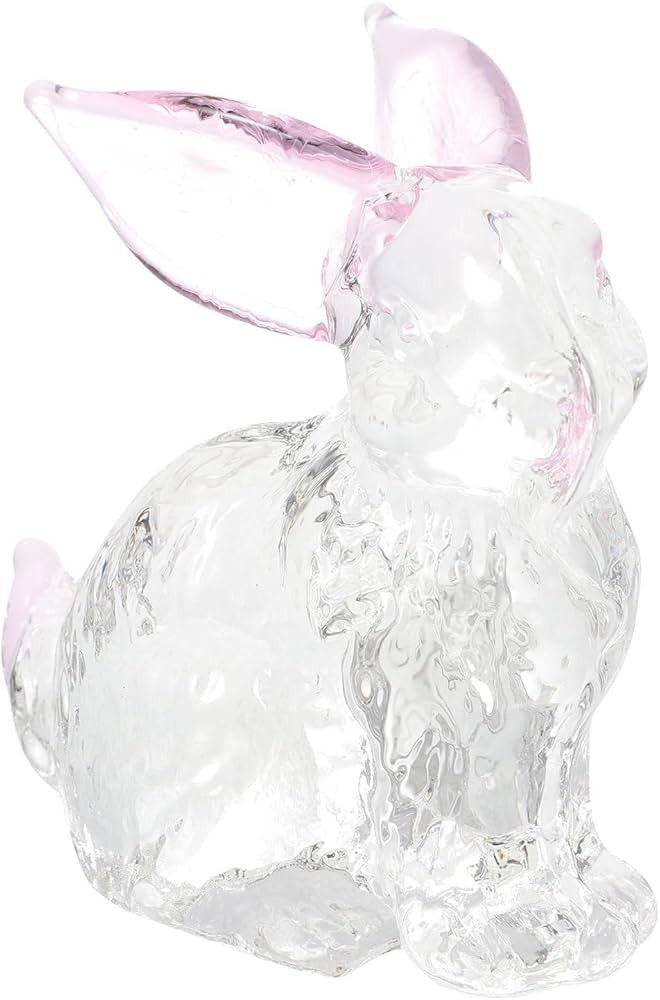 Glass Bunny Figurine: Clear Crystal Art Rabbit Decoration - Animal Statue Glass Paperweight Ornam... | Amazon (US)