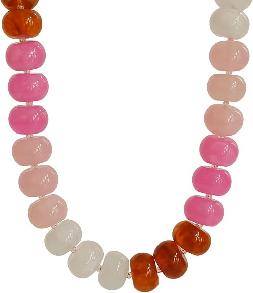 Oversized Resin Beaded Chunky Necklace for Women | Premium Polished Resin Beads, Multi-color 17"+... | Amazon (US)