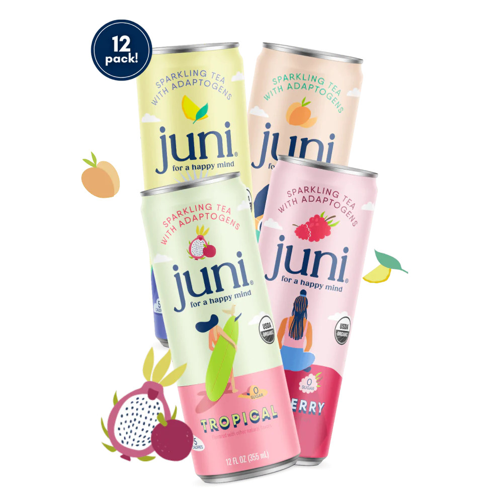 Juni Sparkling Adaptogen Drinks | Variety Pack | 12-Pack | Drink Juni