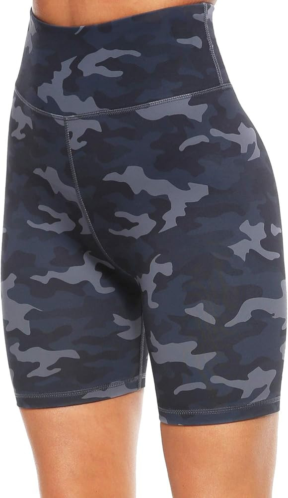 Women's High Waist Print Workout Yoga Shorts with 2 Hidden Pockets, Non See-Through Tummy Control... | Amazon (US)