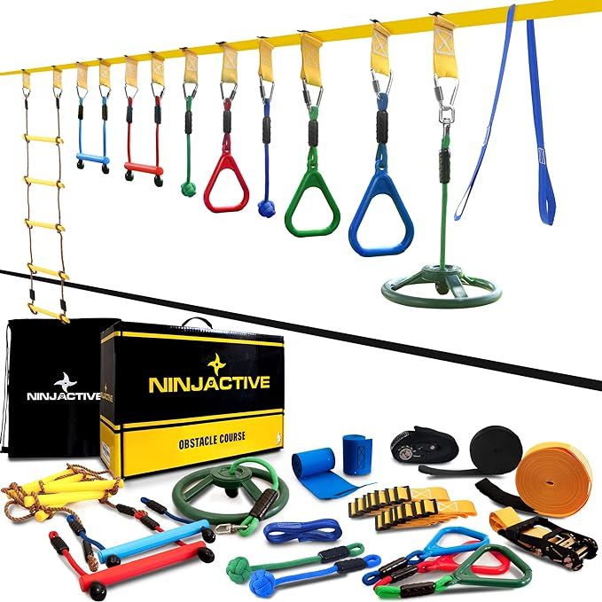 NINJACTIVE Ninja Obstacle Course for Kids with 3 Play Modes, 2 Slack Lines - 2x50’ Weatherproof... | Amazon (US)