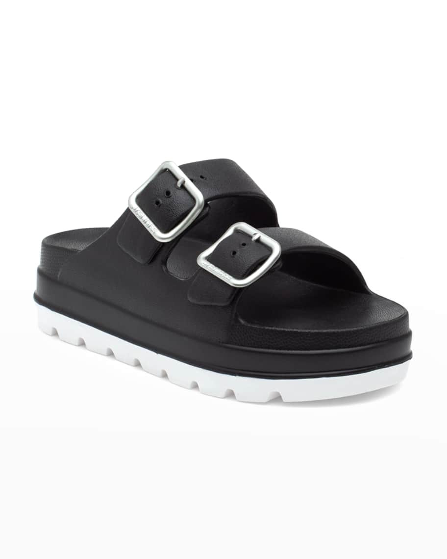 JSlides Simply Buckle Flatform Slide Sandals | Neiman Marcus