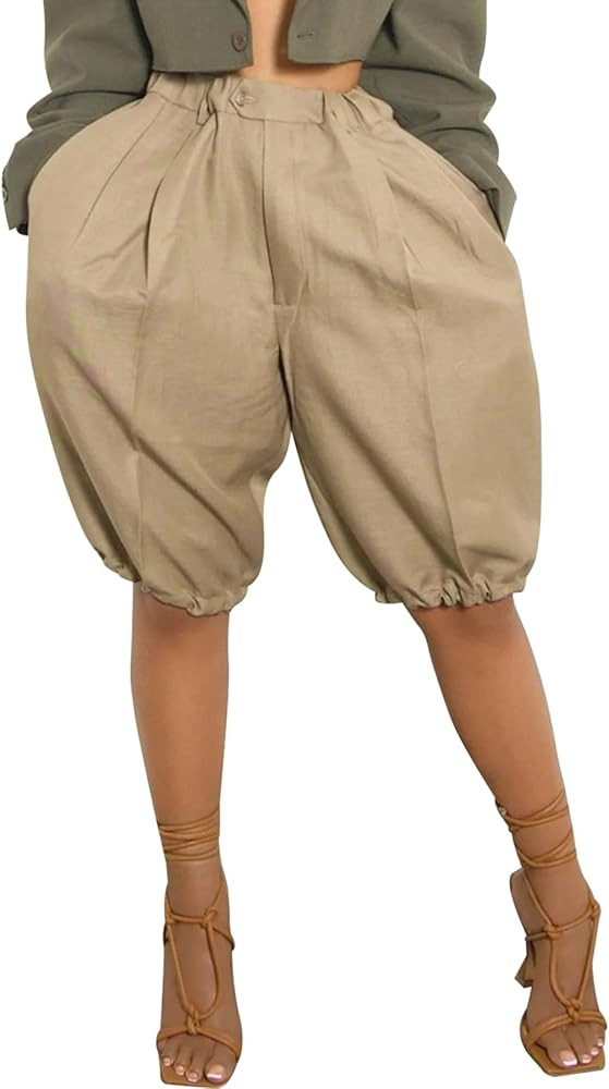 Unybwonn Bermuda Shorts for Women Baggy Knee Length Elastic Waist Jorts High Waisted Wide Leg Y2k... | Amazon (US)