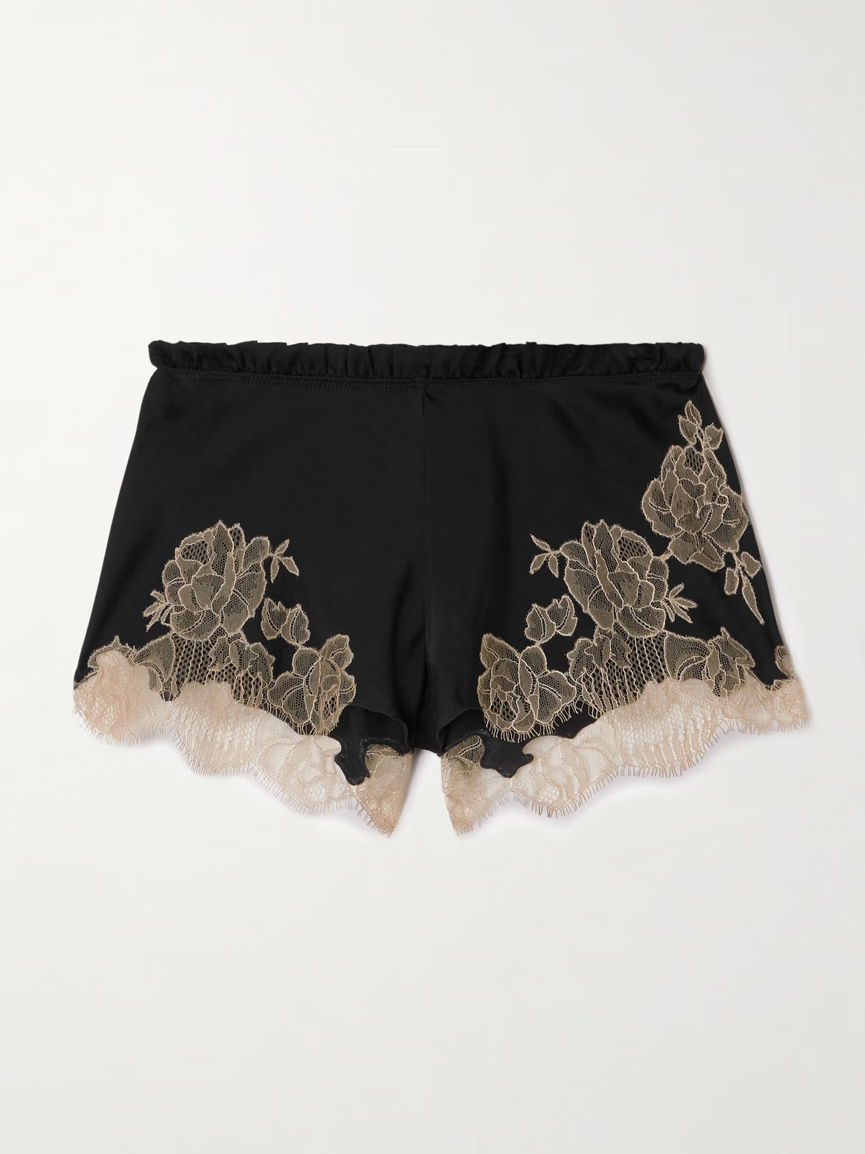 Carine Gilson - Lace-trimmed Silk-satin Shorts - Black | NET-A-PORTER (US)