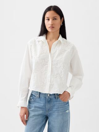 Floral Applique Cropped Shirt | Gap (US)