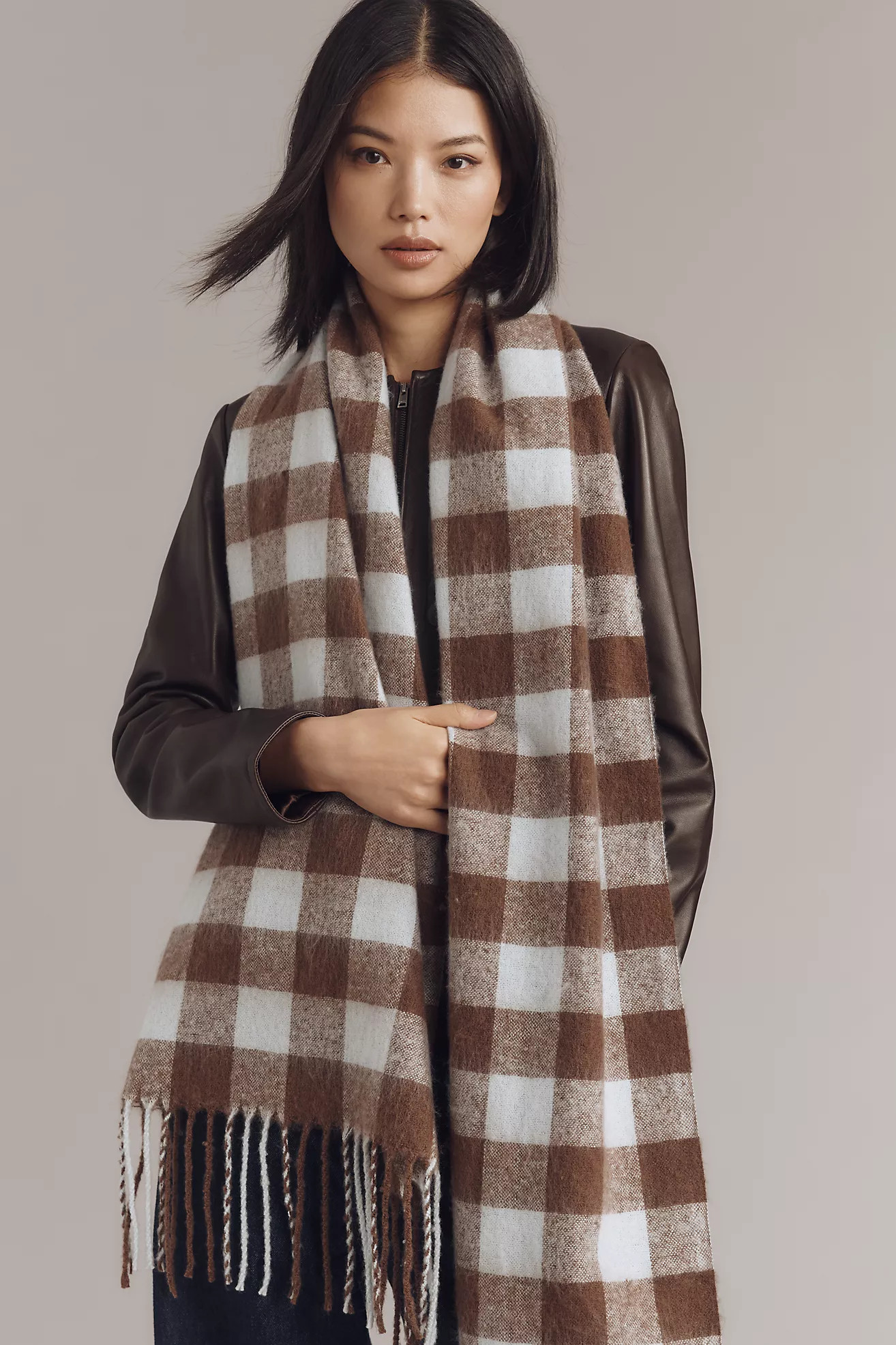 Maeve Brushed Gingham Scarf | Anthropologie (US)