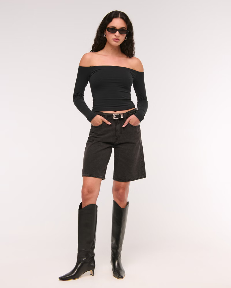 Women's Cotton-Blend Seamless Fabric Off-The-Shoulder Top | Women's Clearance | Abercrombie.com | Abercrombie & Fitch (US)