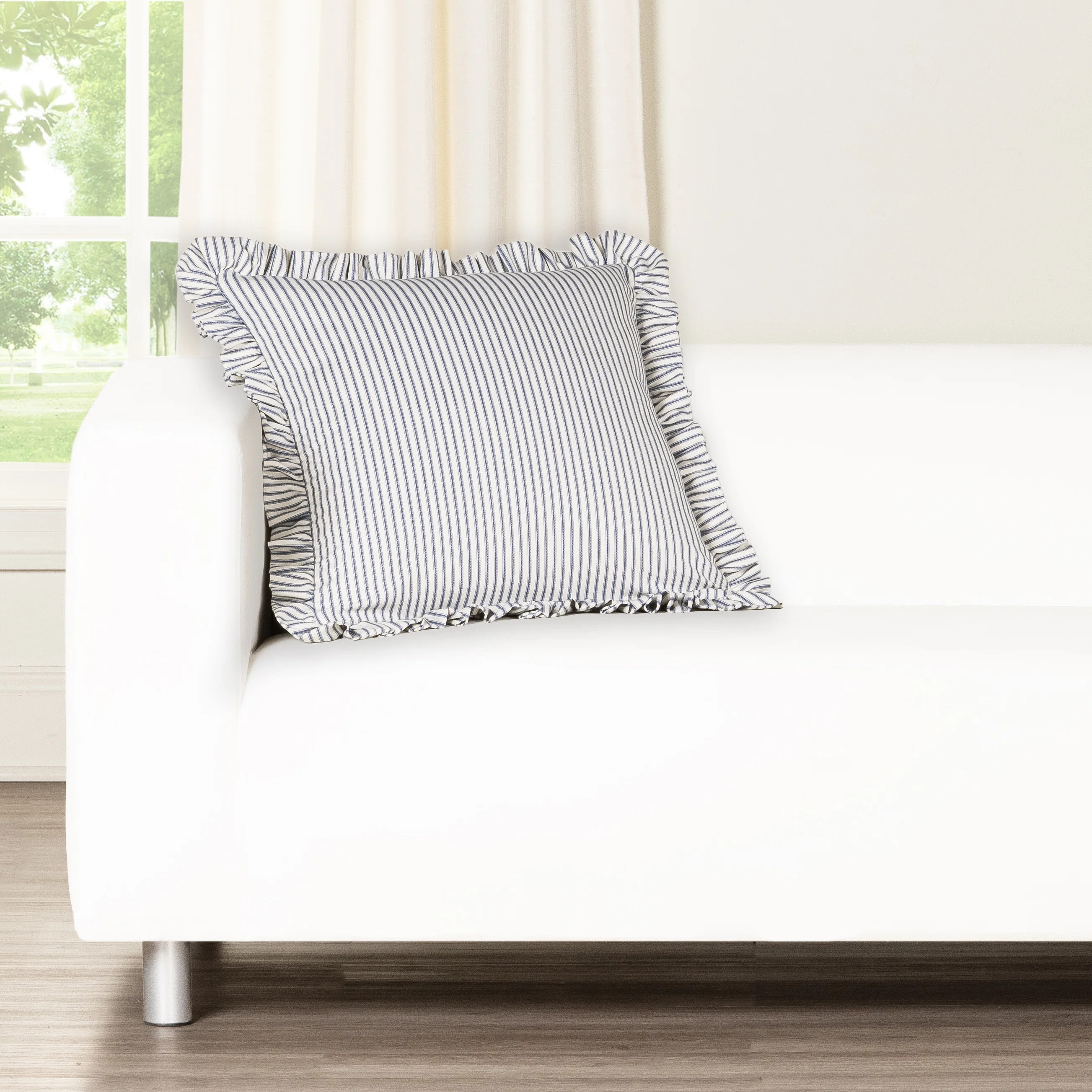 Birch Lane Ticking Stripe Ruffled Accent Pillow | Wayfair North America
