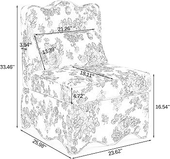 Ball & Cast Flannel Upholstered Armless Chair, Classic American Style Flower Design Fabric Dining... | Amazon (US)