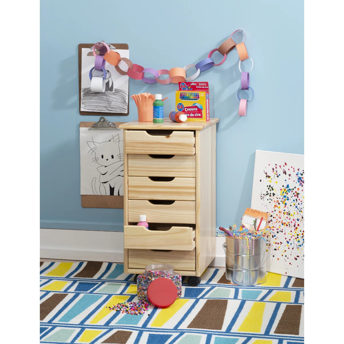 Carrena Solid Wood 6 Drawer Rolling Storage Cart | Wayfair North America