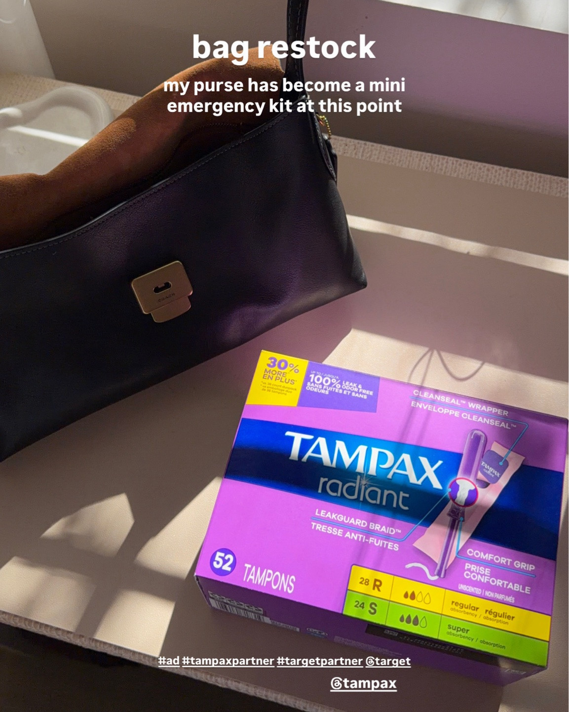 #ad Stocking up my emergency kit with @tampax from @target #targetpartner #tampaxpartner