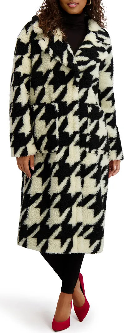 Kensie Houndstooth Faux Shearling Coat | Nordstromrack | Nordstrom Rack