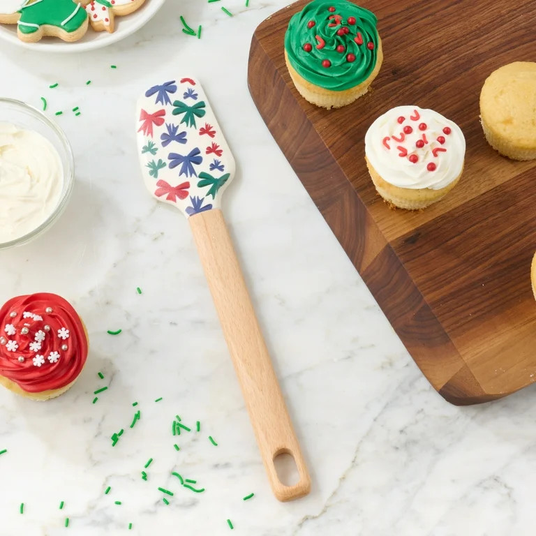 Holiday Time Silicone and Beechwood Spatula, Bows, Vanilla | Walmart (US)