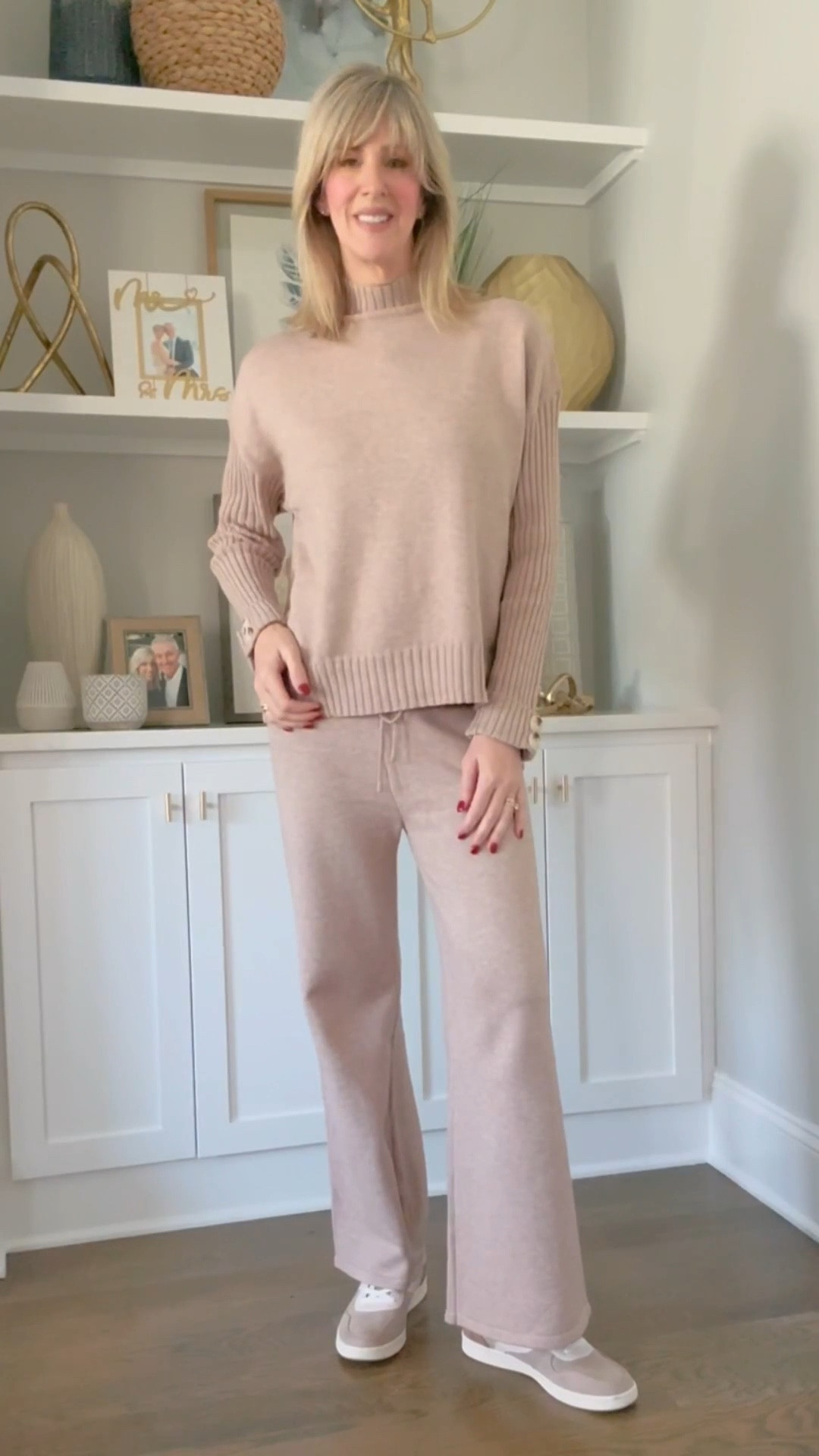 The coziest 2 piece set you will wear.  Buttery soft, sweater material providing a heavier weight for the season.  

Available in multiple colors.  Wearing size small in set in camel and medium in coat.  

Sneakers are running low.  But tagged similar one.  

Winter style, winter inspo, loungewear, sets, affordable fashion, over 50 

#LTKFindsUnder50 #LTKActive #LTKSeasonal