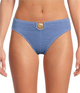 Cleonie Queenie Crinkle Gold Shell Solid Hardware Detail Swim Bottom | Dillard's | Dillard's