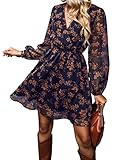 CUPSHE Women's Mini Dresses Casual Spring V Neck Chiffon Long Peasant Sleeves Flowy Spring Dress | Amazon (US)