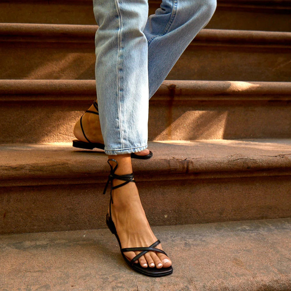 The Wrap Sandal - Black Nappa | Margaux