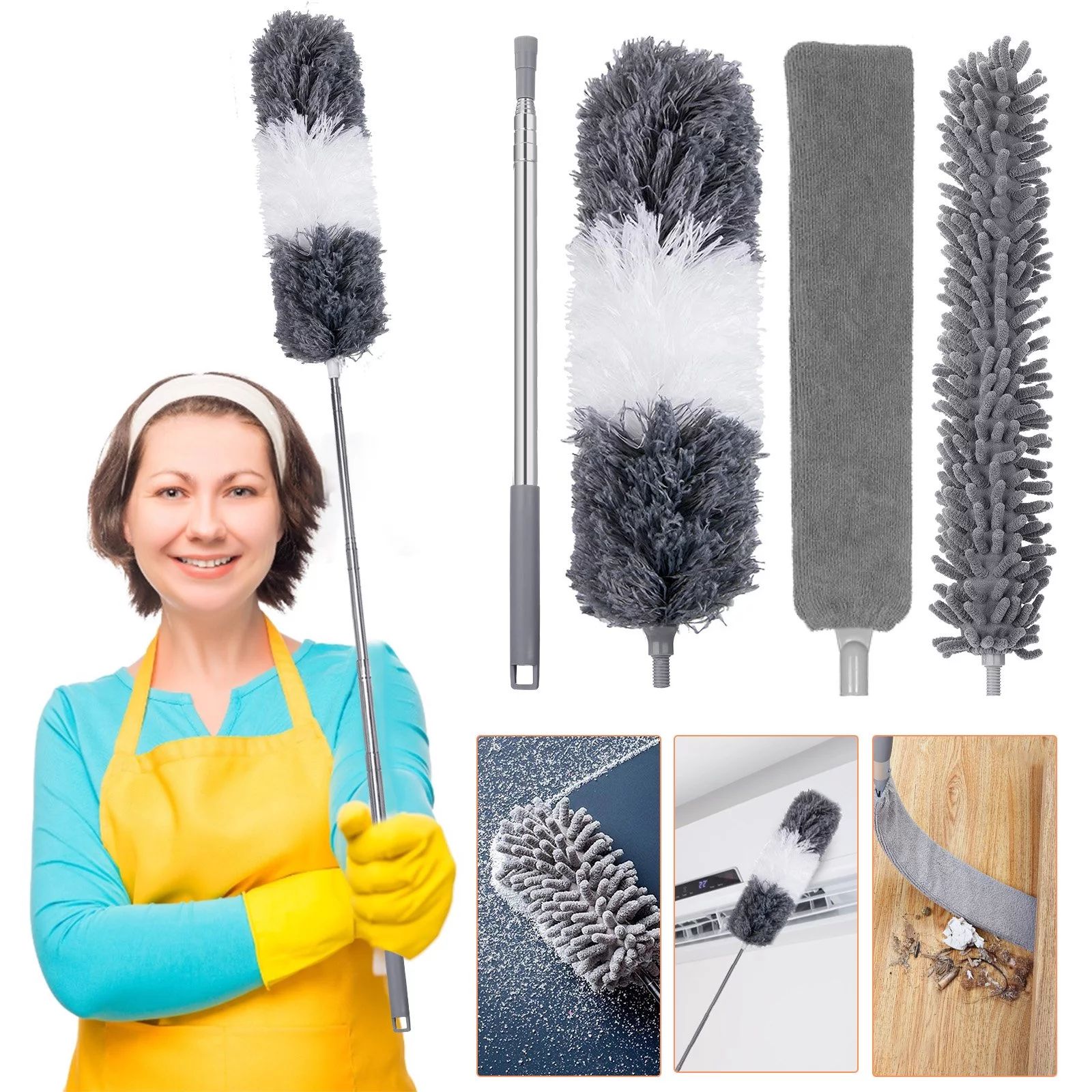 3 in 1 Microfiber Dusters Detachable with Extension Pole 30-100" Duster Cleaning Kit - Walmart.co... | Walmart (US)