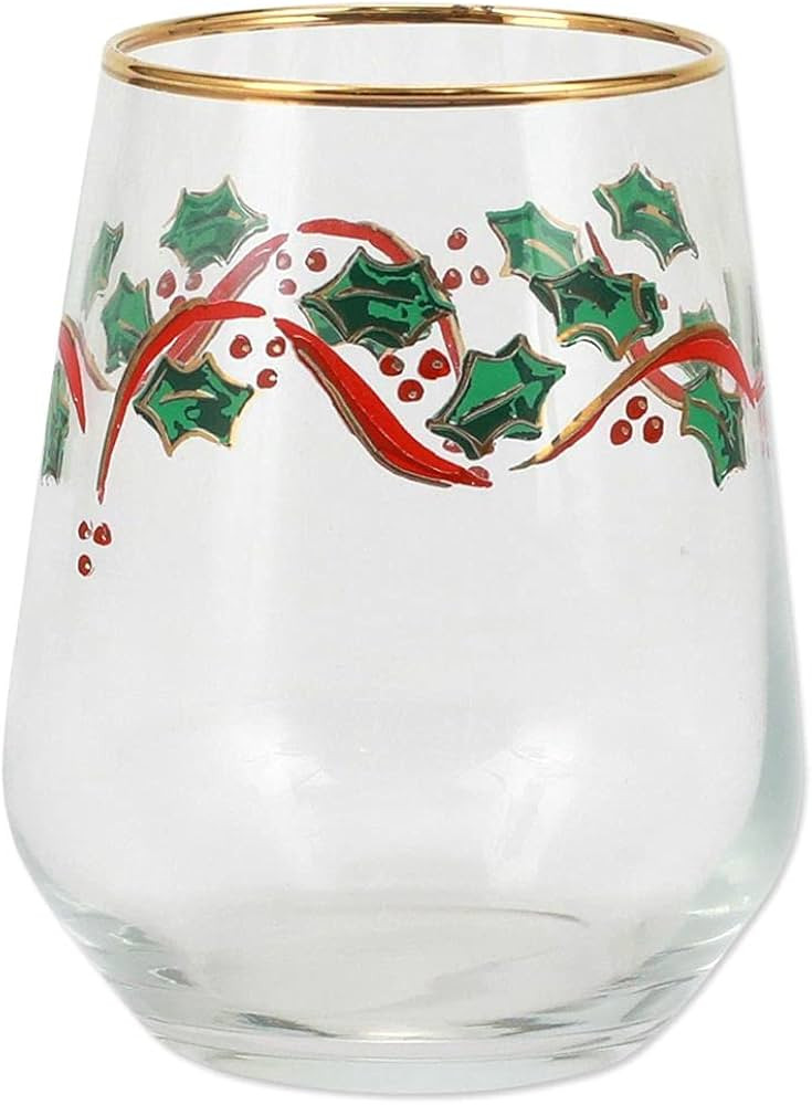 Vietri Holly Stemless Wine Glass, 14 oz, Luxury Wine Glasses, Modern Artisan Glassware/Barware | Amazon (US)
