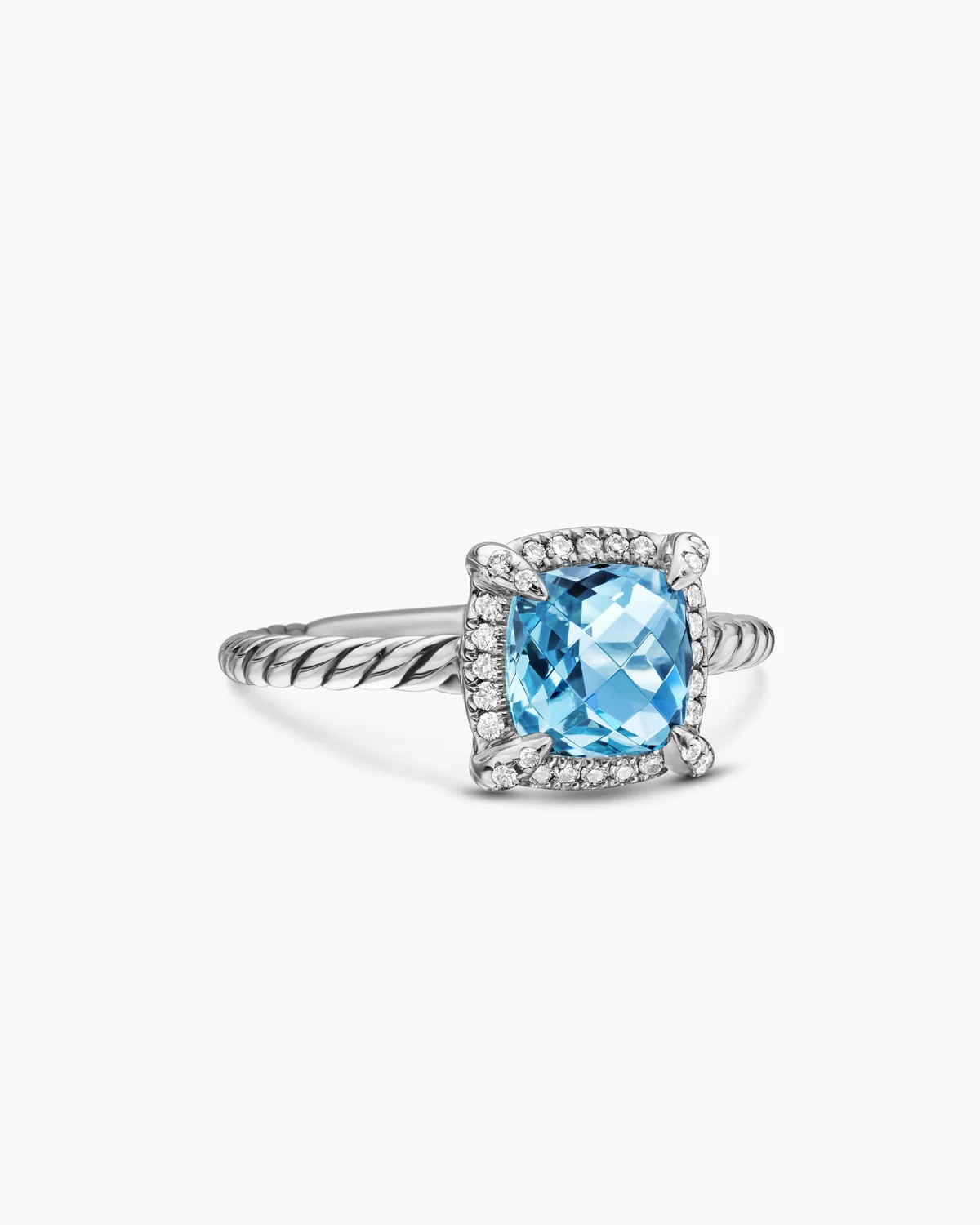 Sterling Silver with Blue Topaz and Diamonds, 7mm | David Yurman
