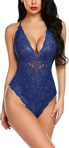 Lingerie Deep Lace Fashion Sexy V Bodysuit Ladies Lace Holiday Lingerie Plus | Amazon (UK)