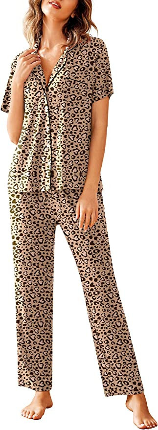 Avidlove Women Pajamas Set Notch Collar Soft Sleepwear Pjs Short Sleeve Button Down Nightwear wit... | Amazon (US)