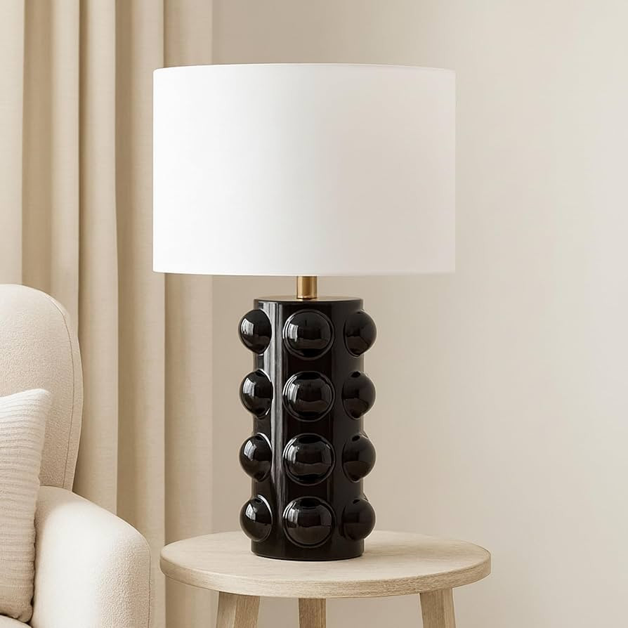 Ceramic Table Lamp with Bubble Base for Home Decor - Decorative Indoor Lighting for Bedroom, Livi... | Amazon (US)