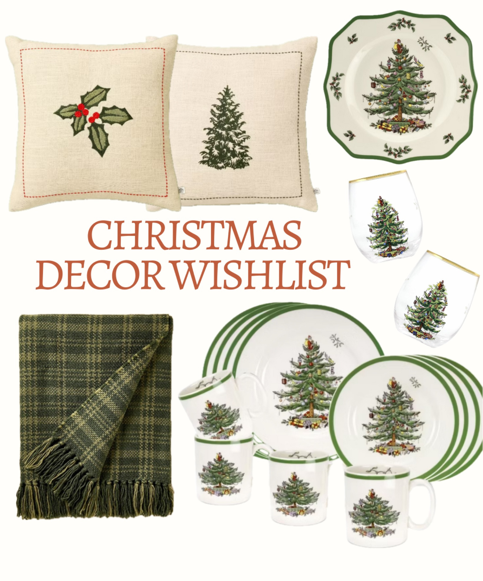 ADORABLE Christmas decor I’ve been eyeing!!

Spode christmas dinnerware
holiday blanket
green christmas blanket
christmas pillows
christmas wine glasses
holiday tree wine glasses 

#LTKHome #LTKSeasonal #LTKHoliday
