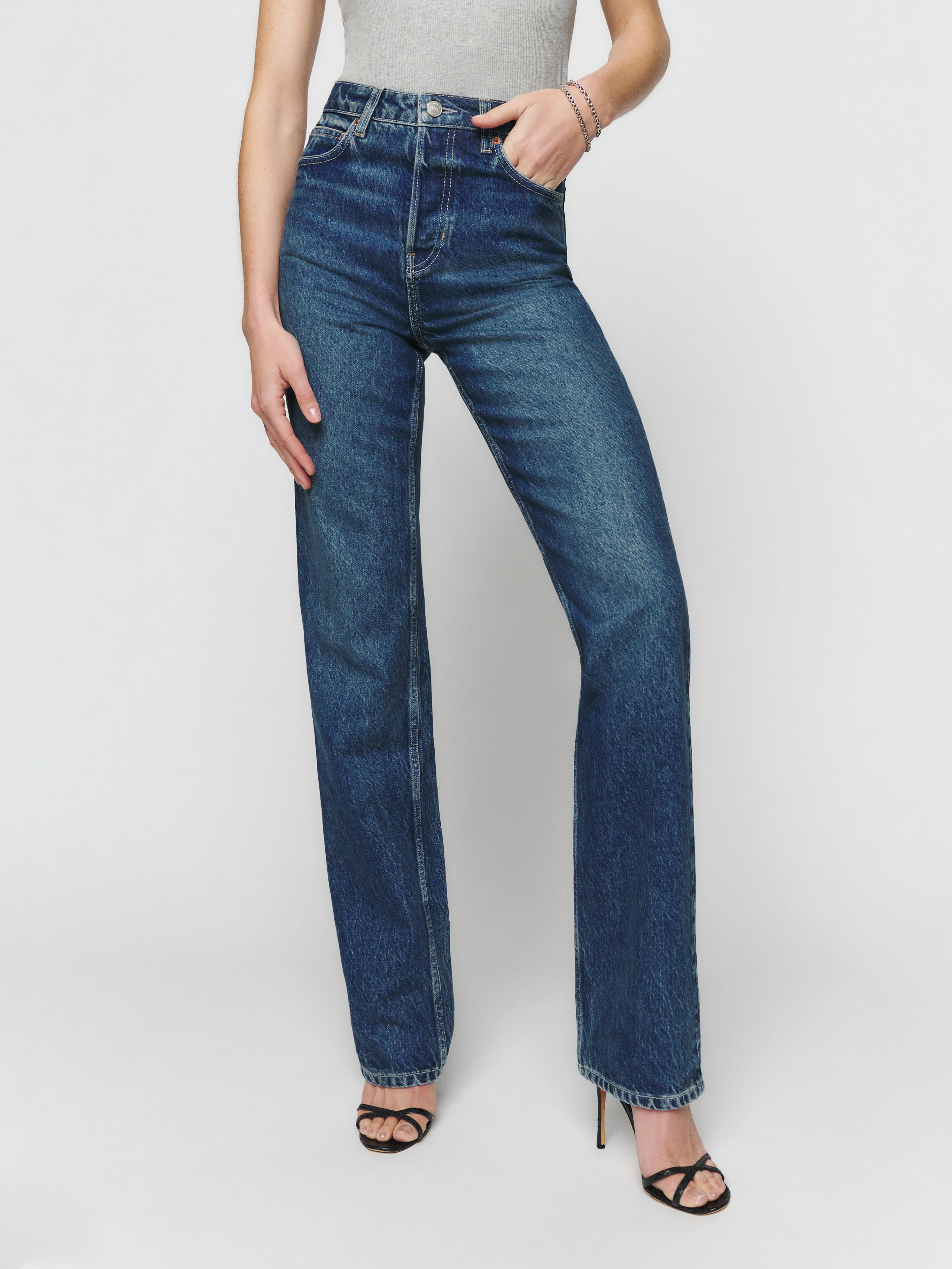 Cynthia High Rise Straight Long Jeans | Reformation (Global)