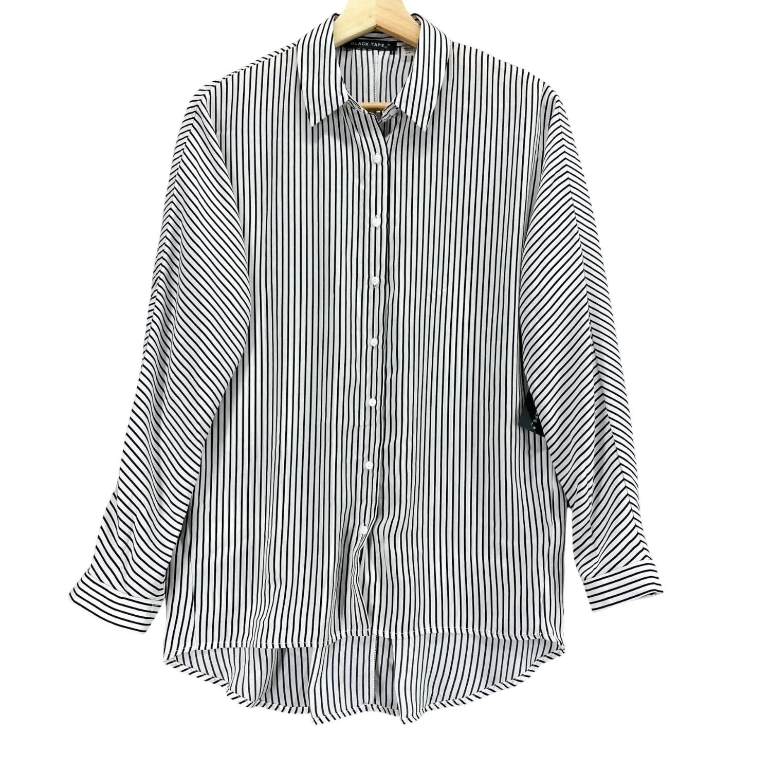 Women' Striped Button Up In White/navy Stripe | Shop Simon