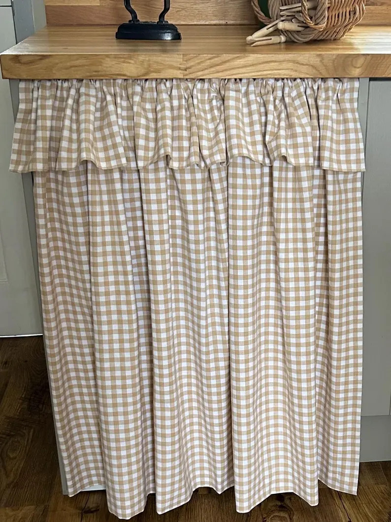 Gingham Under Sink Skirt | Cottage Under-counter| Kitchen Sink Cover | Country Style Curtain | Fa... | Etsy (Global)