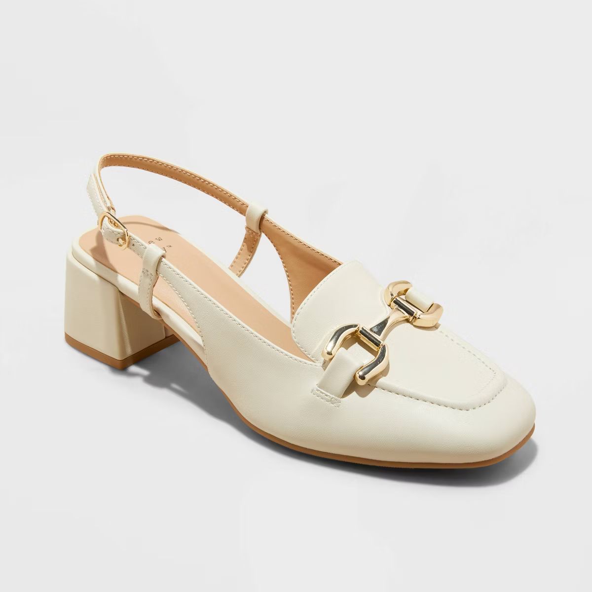 Women's Justina Slingback Pumps with Memory Foam Insole - A New Day™ Cream 12 | Target