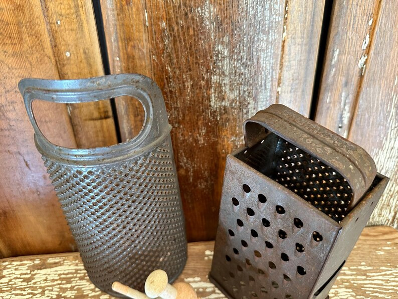 Primitive Hand Held Vintage Cheese Graters,set of 2,metal Box Cheese Shredder,handles,zester,slic... | Etsy (US)