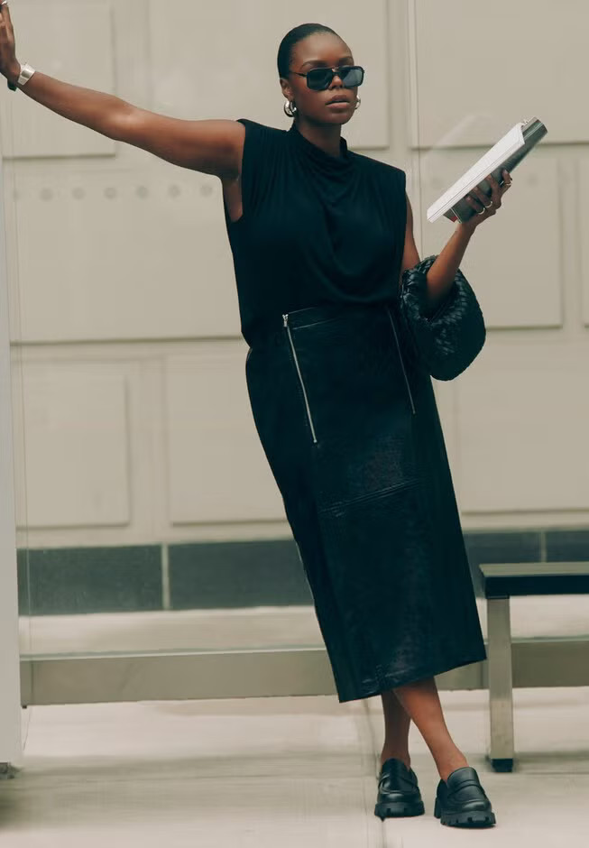 Faux Patent Leather Skirt With Zipper Detail | Eloquii