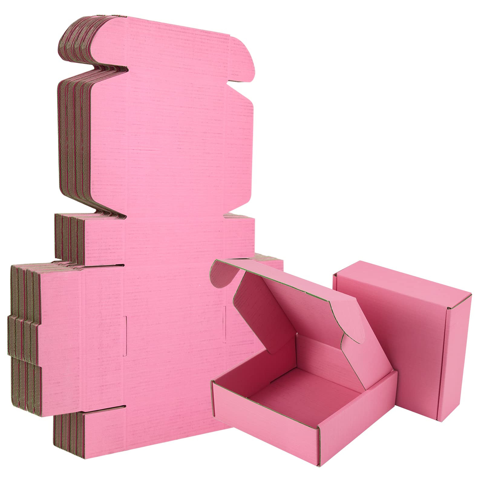 25 Pack Small Shipping Boxes Pink Corrugated Cardboard Box 6x6x3 inches，Corrugated Box for Pack... | Amazon (US)
