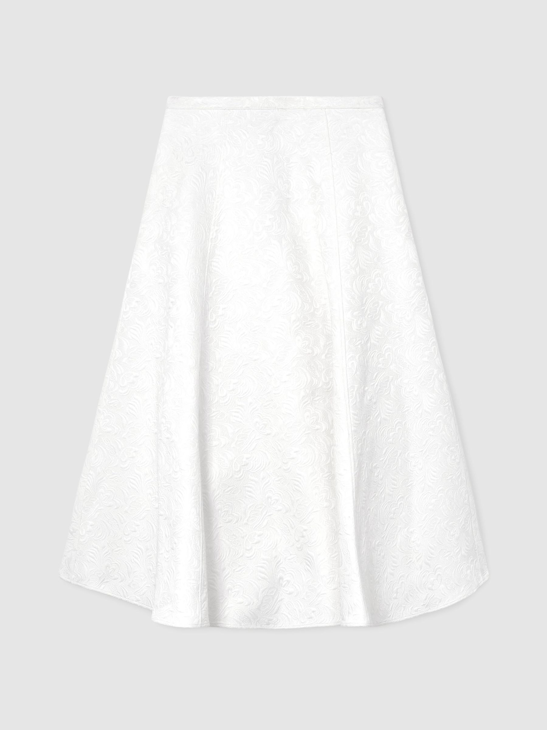 Jupe mi-longue en jacquard de coton mélangé blanc ivoire | Reiss DE