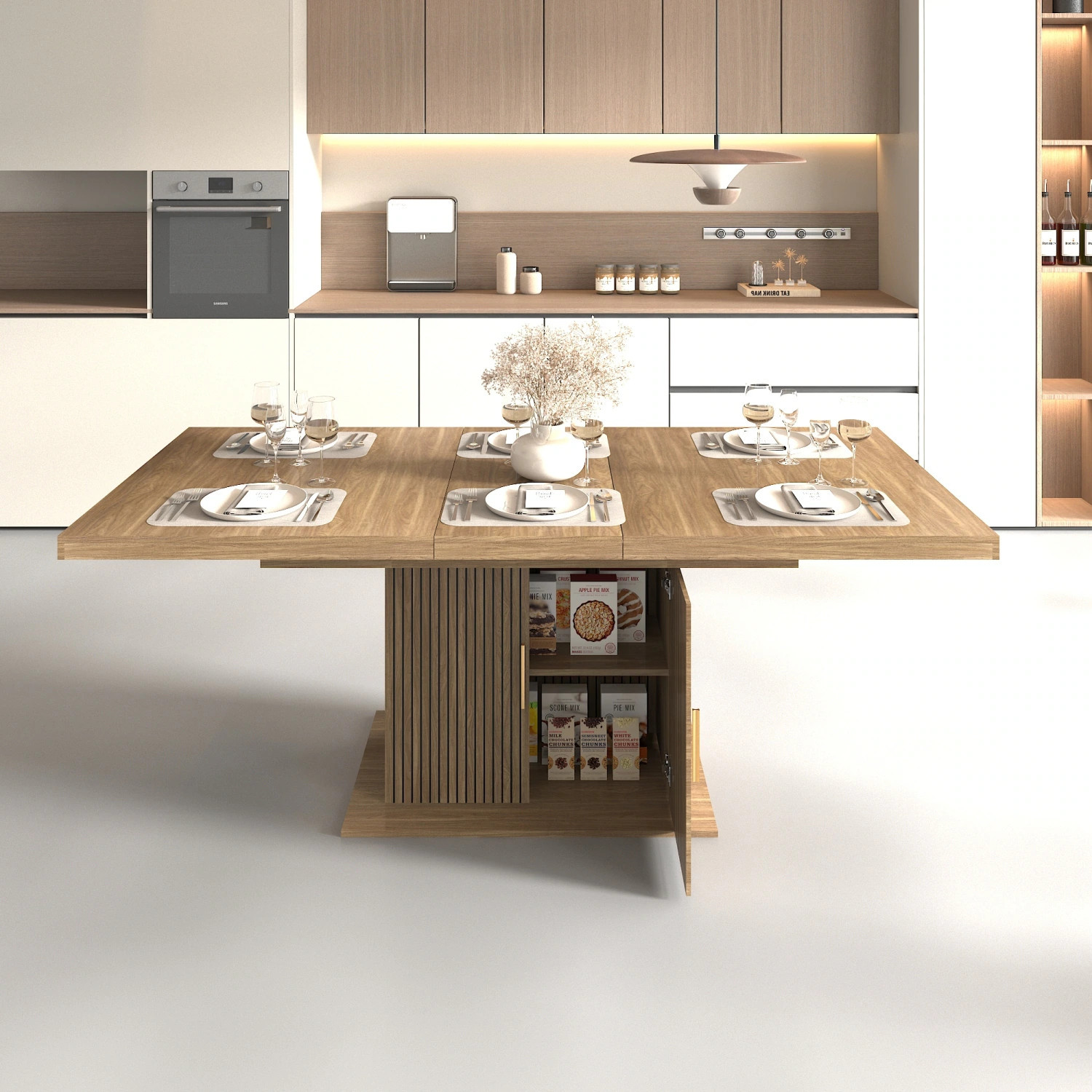 Streamdale Furniture Streamdale Expandable Dining Table with Storage Seats 6-10 one_size | W1347S00014 | Lowe's