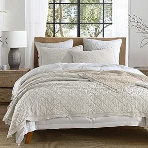 HORIMOTE HOME 100% Linen Front/100% Cotton Back Quilt Set Queen Size, Pre-Washed Flaxen Bedspread... | Amazon (US)