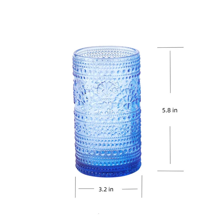The Pioneer Woman Glass Channing 18-OunceTumblers, Blue, Set of 4 | Walmart (US)