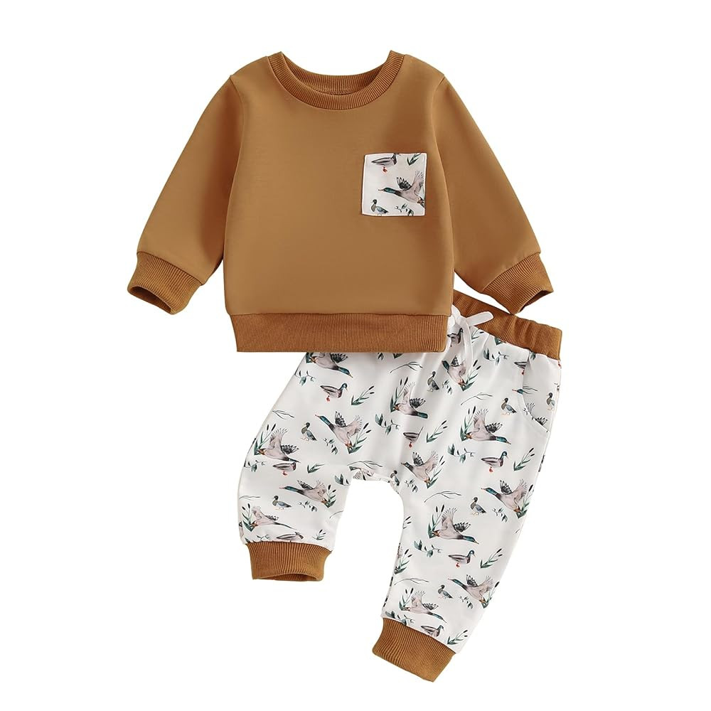 Toddler Boy Fall Winter Clothes Baby Camo Outfits Retro Duck Embroidery Hunting Sweatshirts + Cam... | Amazon (US)