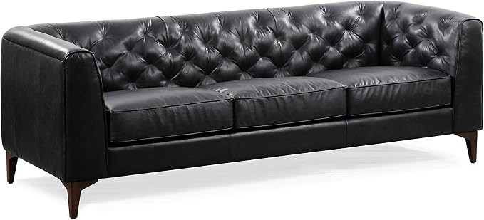 Poly and Bark Essex Sofa in Full-Grain Semi-Aniline Italian Tanned Leather in Onyx Black | Amazon (US)