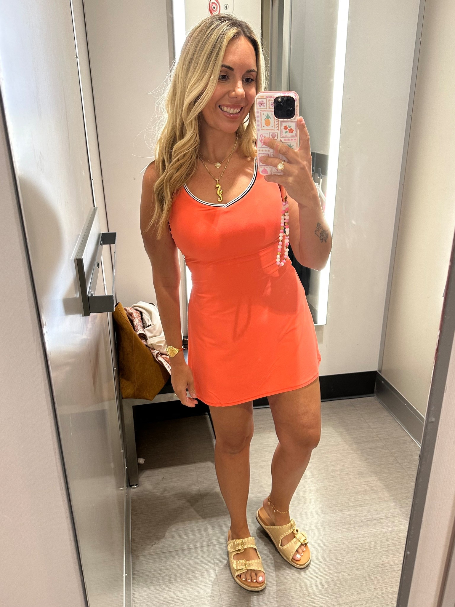 This athletic dress is hands down the best material and fit I’ve tried! It’s got the easy open back so you don’t have to take the entire dress off to pee. Also has pockets and it’s TTS!

#LTKFindsUnder50