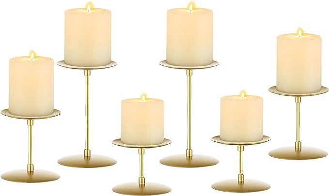 Gold Candle Holders,6PCS Taper Candle Holders Cylindricle Candlestick Holder for Home Decor,Weddi... | Amazon (US)