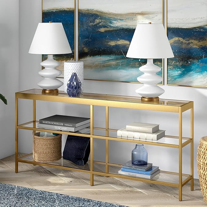 Alexis 64'' Wide Rectangular Console Table in Brass | Amazon (US)