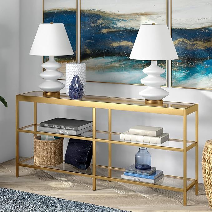 Alexis 64'' Wide Rectangular Console Table in Brass | Amazon (US)