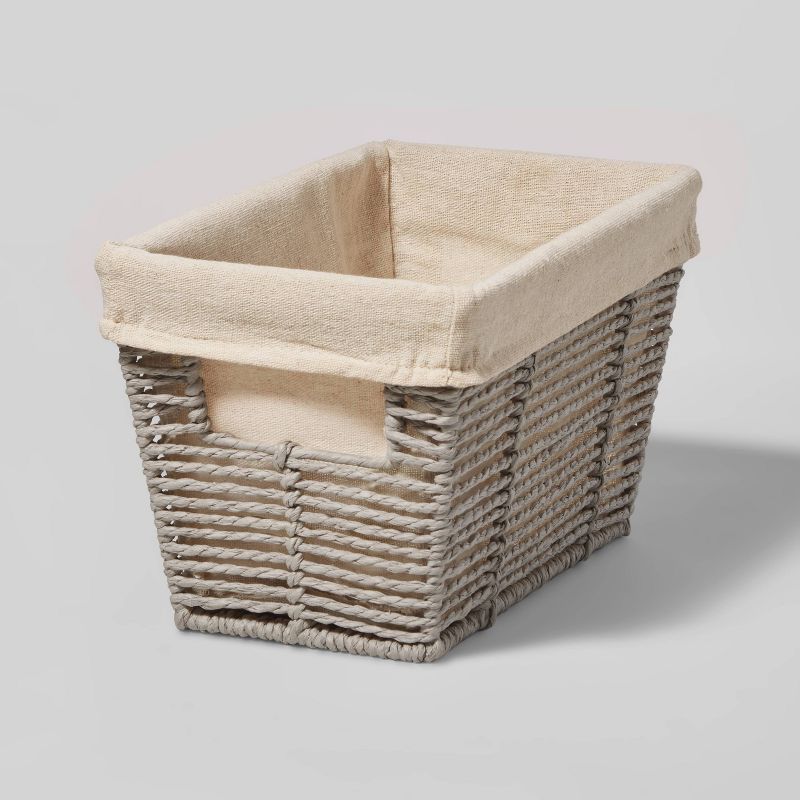 10.25" x 6" x 6" Small Woven Twisted Paper Rope Tapered Basket Gray - Brightroom™ | Target