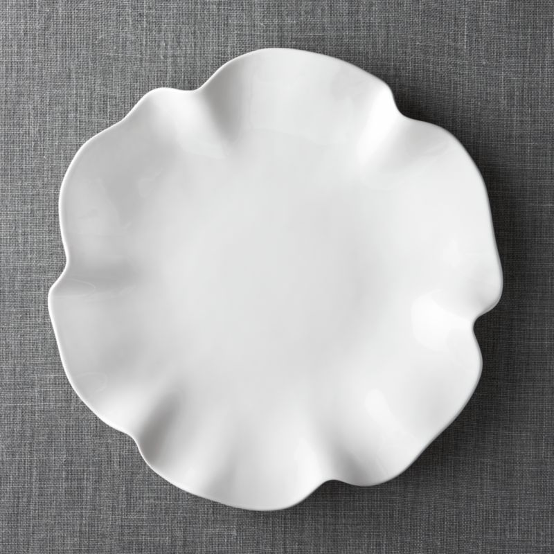 White Ruffle 16" Platter + Reviews | Crate and Barrel | Crate & Barrel