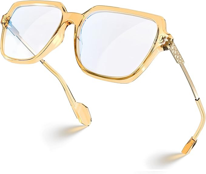 VISOONE Oversized Blue Light Blocking Glasses with Chic Square TR90 Frame and Metal Temple for Wo... | Amazon (US)